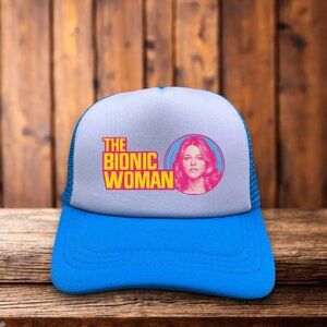 The Bionic Woman Mens Trucker Hat Blue Snapback Six Million Dollar Man Ball Cap